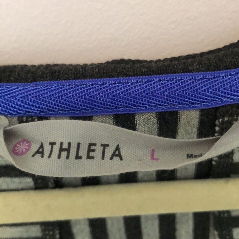 Athleta Short Sleeved Gray White Stripped  dress - Picture 3 of 8